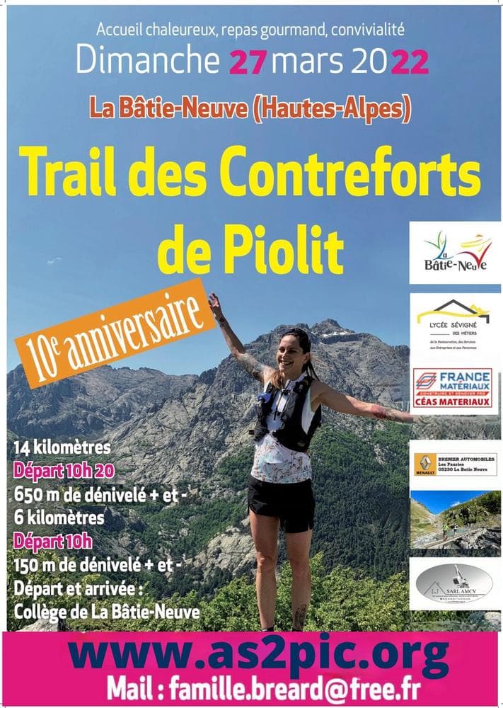 Affiche Trail des contreforts de Piolit 2022
